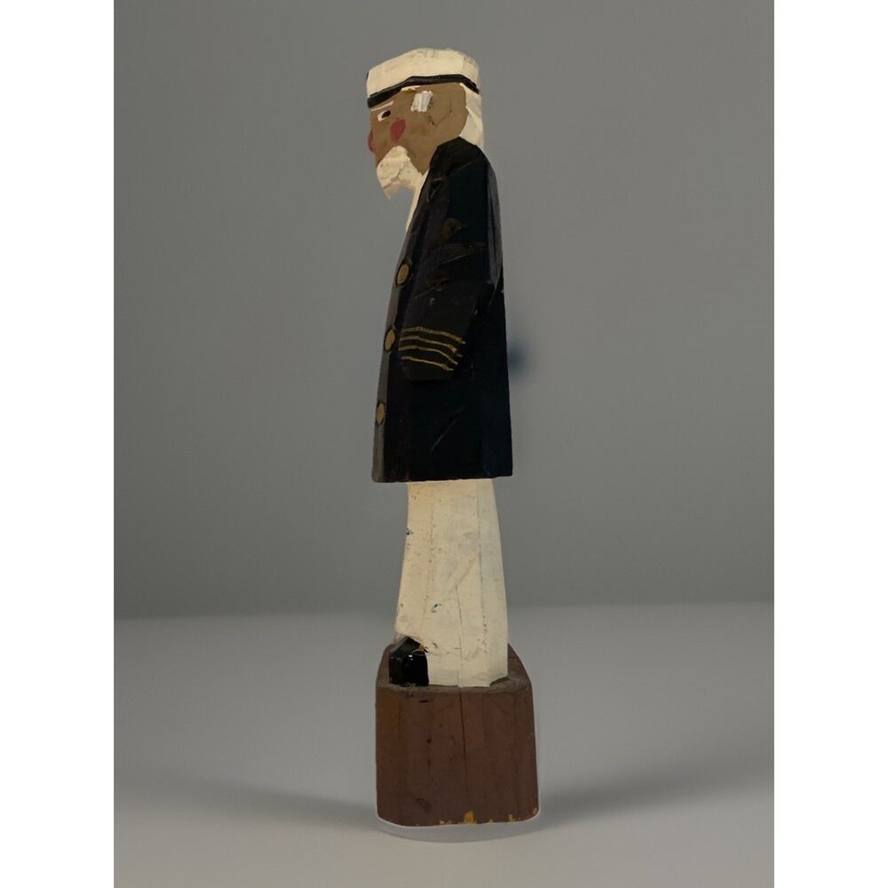 Vintage Hand Carved Painted Wooden Folk Art Sea Sailor and Peg-Leg Ship Captain - Picture 3 of 11
